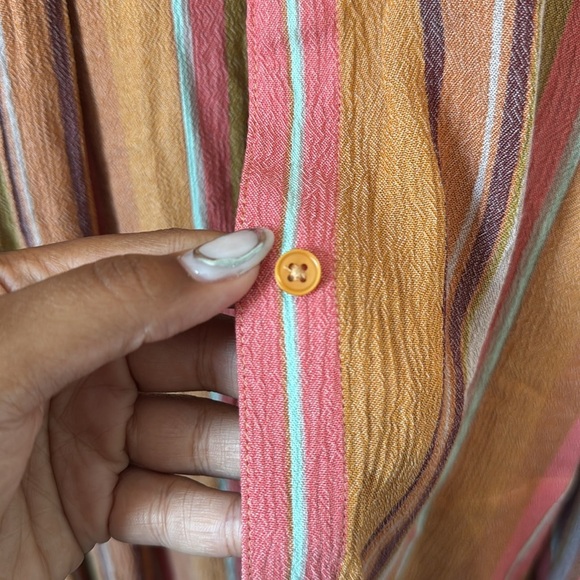 Prana Long Sleeve Tencel Scheena Tunic Shirt WR4 Cacti Soleil Stripe Small - Picture 10 of 10